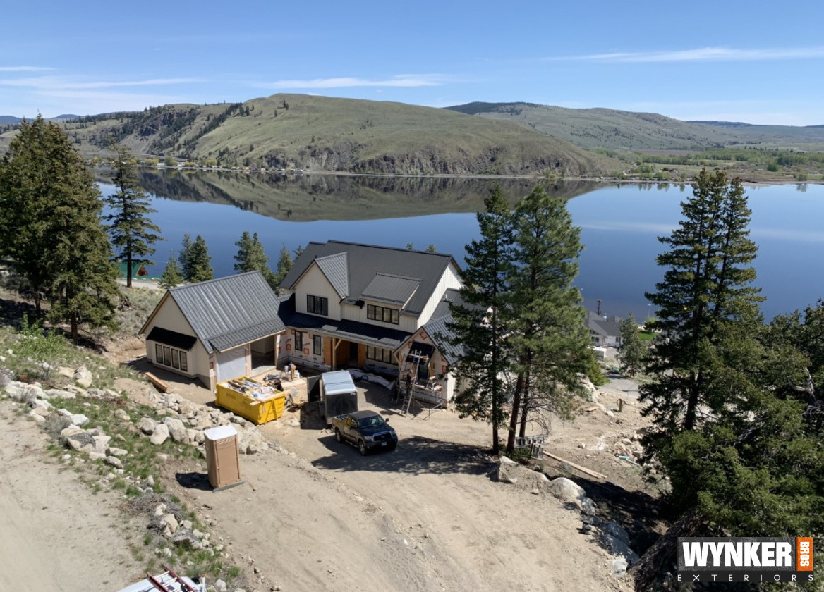 Standing seam roof with snow stops in Merritt, BC