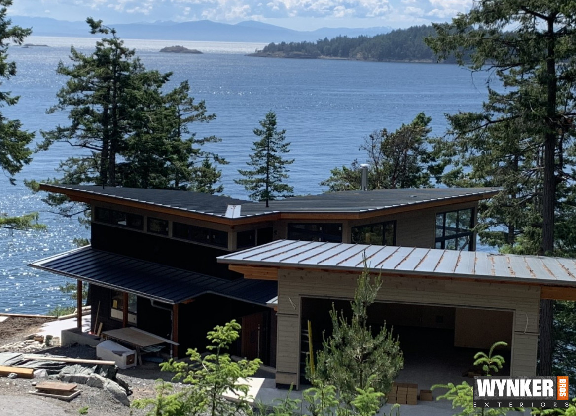 Low slope metal roof on Bowen Island, BC